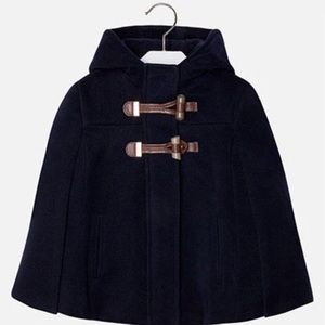 Mayoral Girls Navy Poncho Coat Size 7